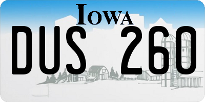 IA license plate DUS260