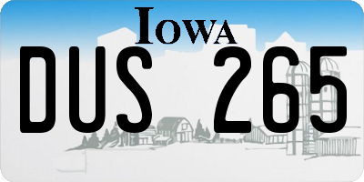 IA license plate DUS265