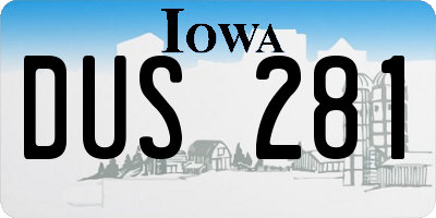 IA license plate DUS281