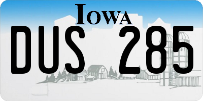 IA license plate DUS285