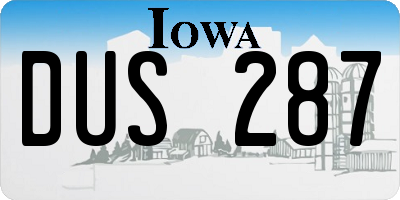 IA license plate DUS287