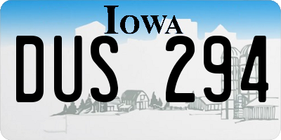 IA license plate DUS294