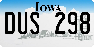 IA license plate DUS298
