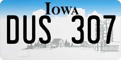 IA license plate DUS307