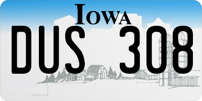 IA license plate DUS308