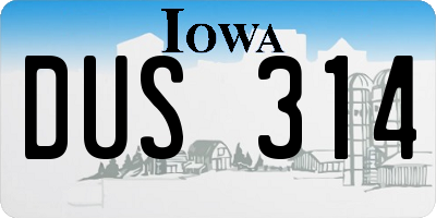 IA license plate DUS314