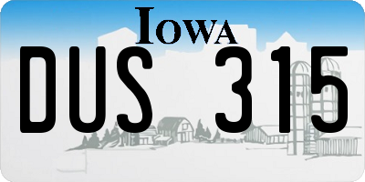 IA license plate DUS315