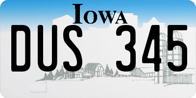 IA license plate DUS345