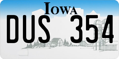 IA license plate DUS354