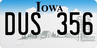 IA license plate DUS356