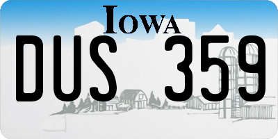 IA license plate DUS359
