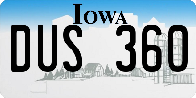 IA license plate DUS360