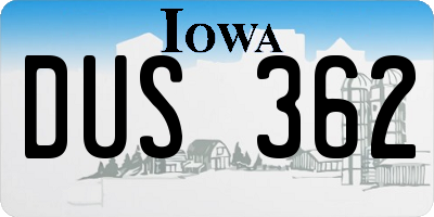 IA license plate DUS362