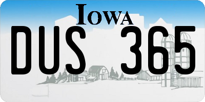 IA license plate DUS365