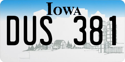 IA license plate DUS381