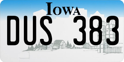 IA license plate DUS383