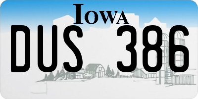 IA license plate DUS386