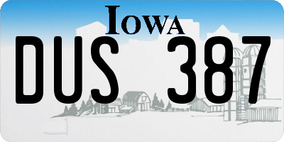 IA license plate DUS387