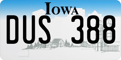 IA license plate DUS388