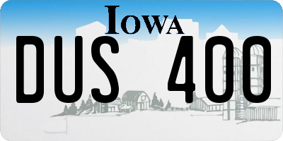 IA license plate DUS400