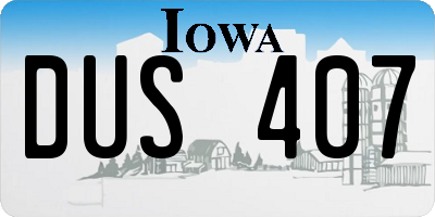 IA license plate DUS407