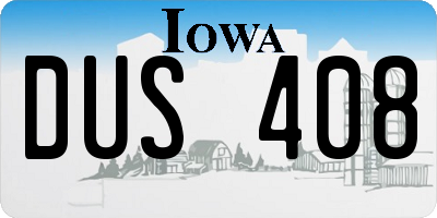 IA license plate DUS408