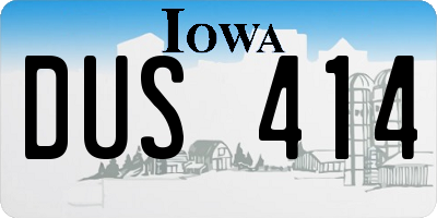 IA license plate DUS414