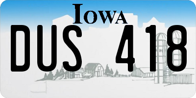 IA license plate DUS418