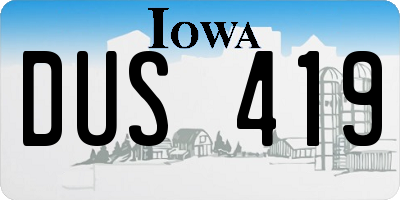 IA license plate DUS419