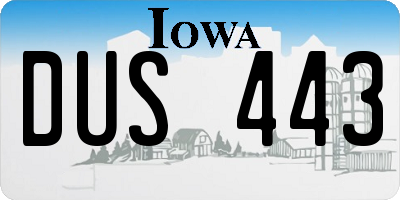 IA license plate DUS443