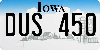 IA license plate DUS450