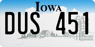 IA license plate DUS451