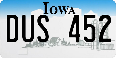 IA license plate DUS452
