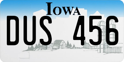 IA license plate DUS456