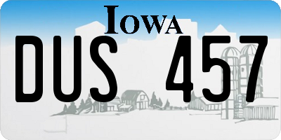 IA license plate DUS457
