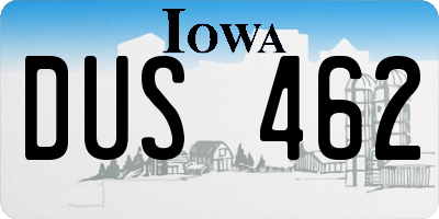 IA license plate DUS462