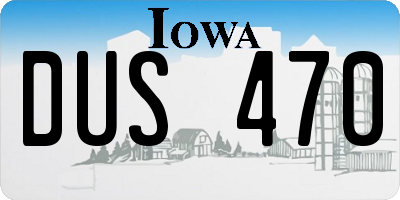 IA license plate DUS470