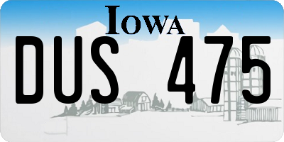 IA license plate DUS475