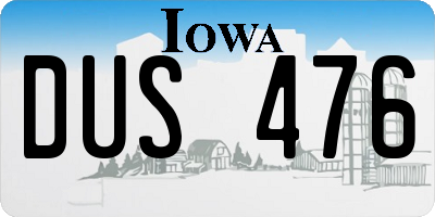 IA license plate DUS476