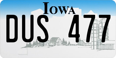 IA license plate DUS477