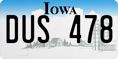 IA license plate DUS478