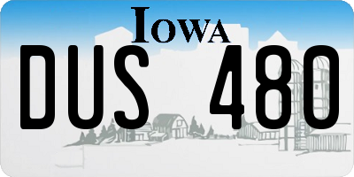 IA license plate DUS480