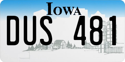 IA license plate DUS481