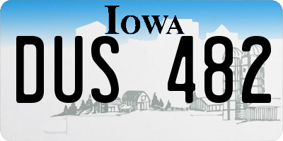 IA license plate DUS482