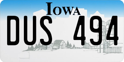 IA license plate DUS494