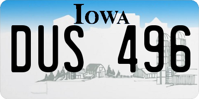 IA license plate DUS496