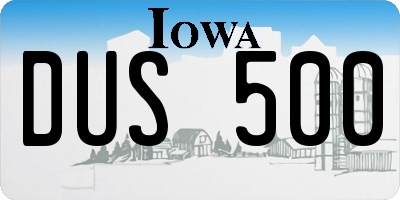 IA license plate DUS500