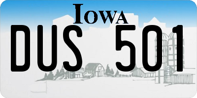IA license plate DUS501