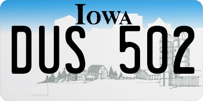 IA license plate DUS502