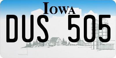 IA license plate DUS505
